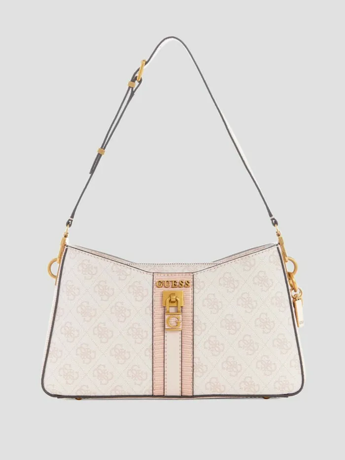Women Ginevra Logo Elite Shoulder Bag Blush Logo Handbags GUESS