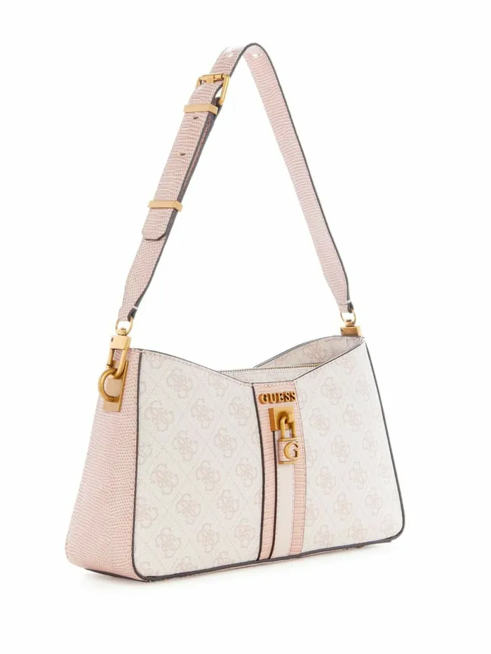 Women Ginevra Logo Elite Shoulder Bag Blush Logo Handbags GUESS Women Ginevra Logo Elite Shoulder Bag Blush Logo Handbags GUESS