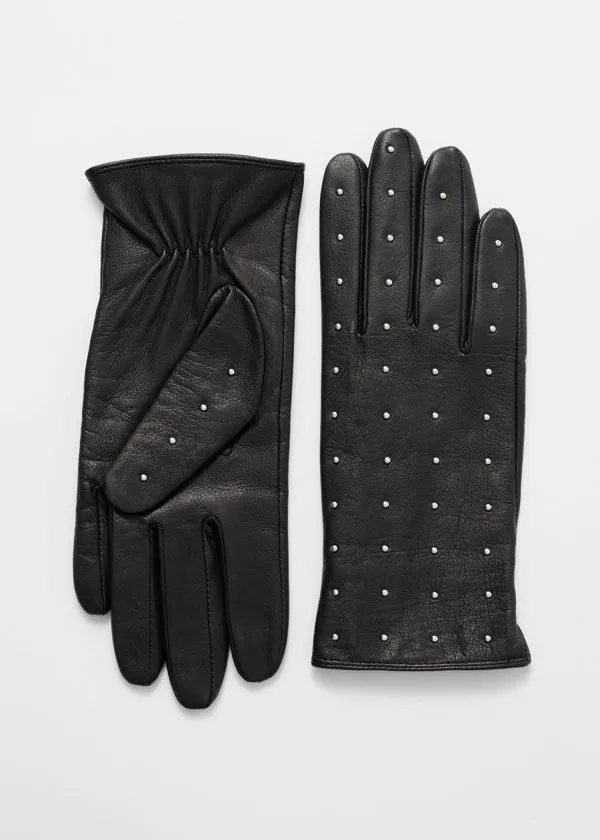Women Gloves and Other Stories Studded Leather Gloves Black