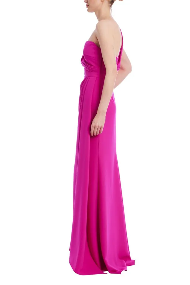 Women Gowns Badgley Mischka One Shoulder Drape Gown Fuchsia