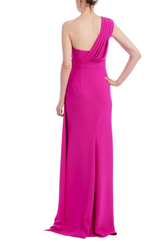 Women Gowns Badgley Mischka One Shoulder Drape Gown Fuchsia