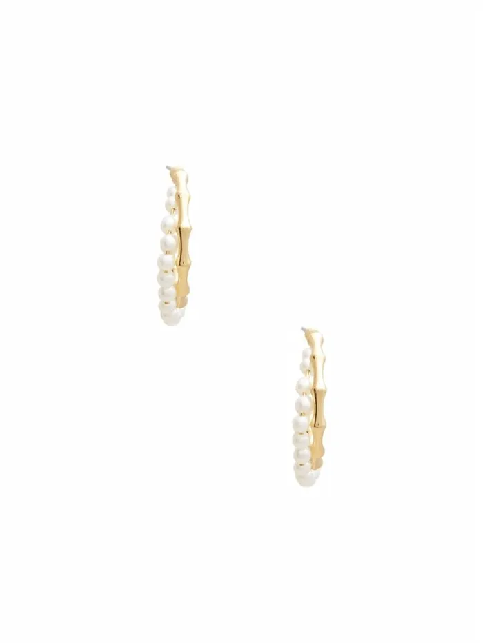 Women GUESS 14K GoldTone and Pearl Hoop Earrings Gold Jewelry Women GUESS 14K GoldTone and Pearl Hoop Earrings Gold Jewelry