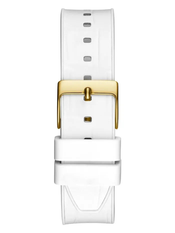 Women GUESS GoldTone and White Crocodile Leather Multifunction Watch White Multi Watches Women GUESS GoldTone and White Crocodile Leather Multifunction Watch White Multi Watches