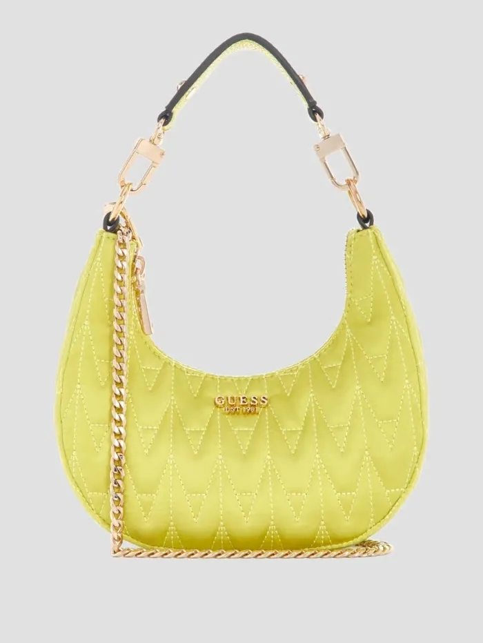 Women GUESS Golden Rock Mini Crescent Hobo Bag Kiw Handbags