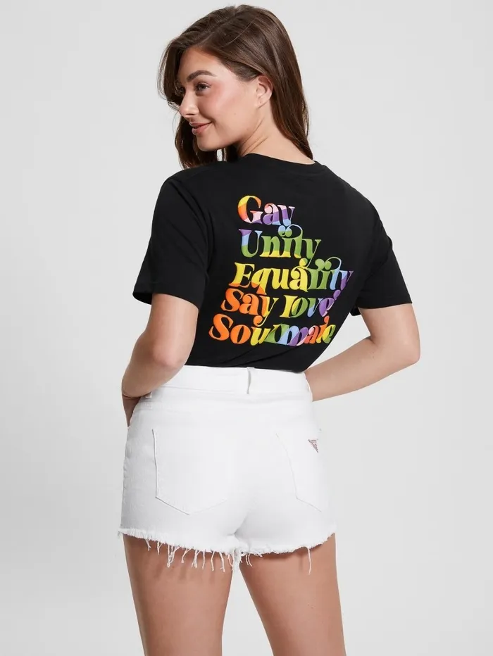 Women GUESS Love Club Tee Black Tops GUESS Women GUESS Love Club Tee Black Tops GUESS