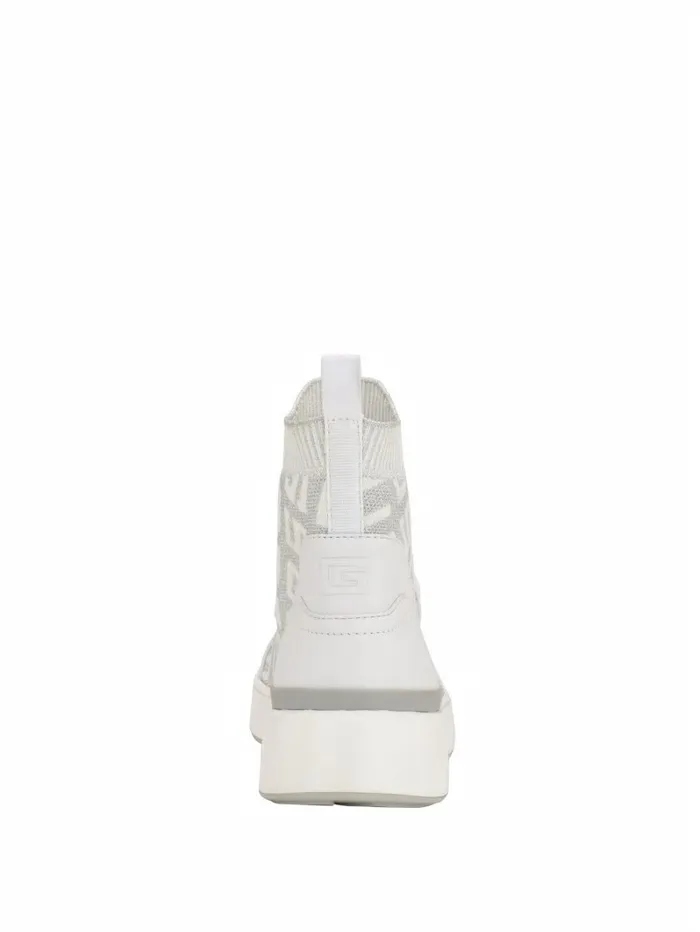 Women GUESS Mannen Logo Knit HighTop Sneakers Wht Floral Sneakers