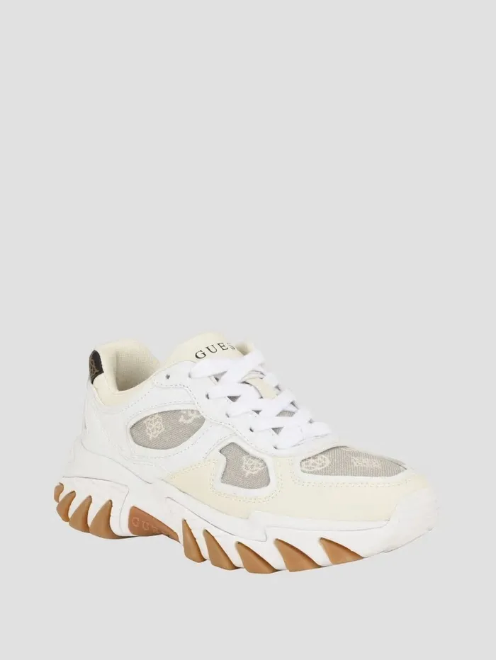 Women GUESS Norina Peony Jogger Sneakers Wht Floral Sneakers