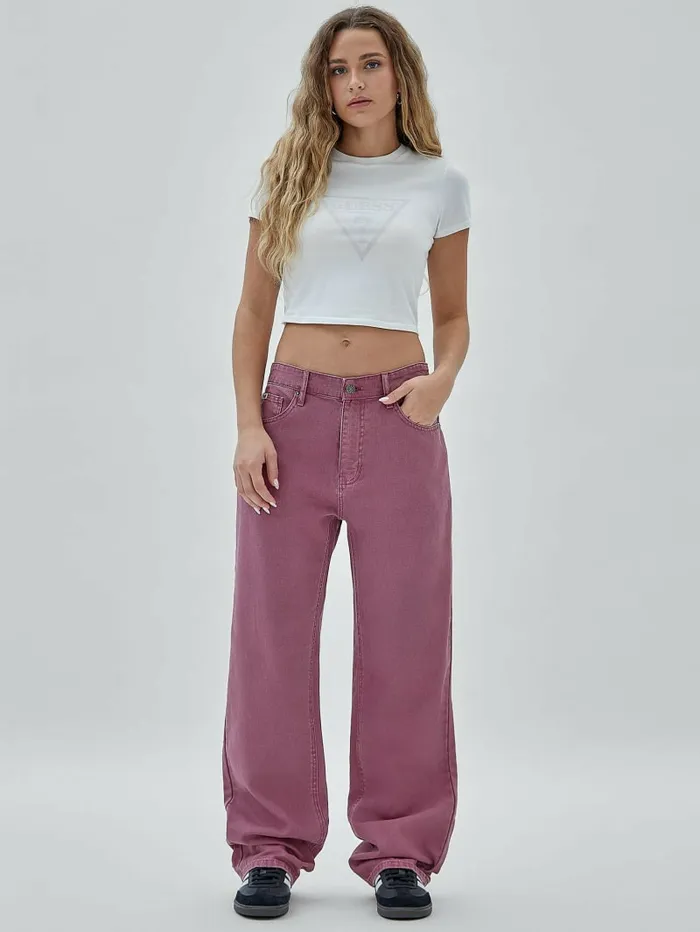 Women GUESS Originals Relaxed Canvas Pants Distressed Damson Multi Bottoms GUESS Women GUESS Originals Relaxed Canvas Pants Distressed Damson Multi Bottoms GUESS