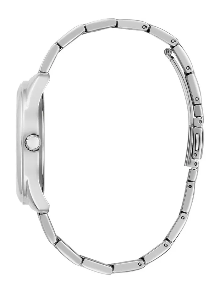 Women GUESS SilverTone Textured GCube Analog Watch Silver Watches Women GUESS SilverTone Textured GCube Analog Watch Silver Watches