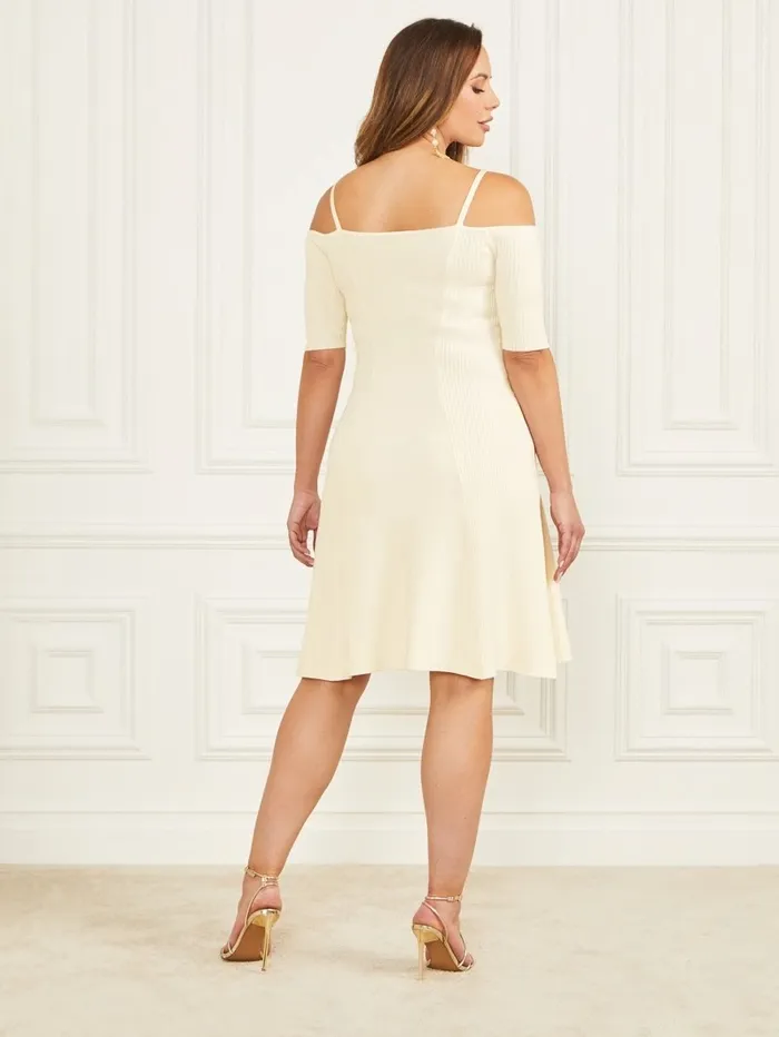 Women GUESS Tessa ColdShoulder Sweater Dress Sandy Shore Dresses and Jumpsuits Women GUESS Tessa ColdShoulder Sweater Dress Sandy Shore Dresses and Jumpsuits
