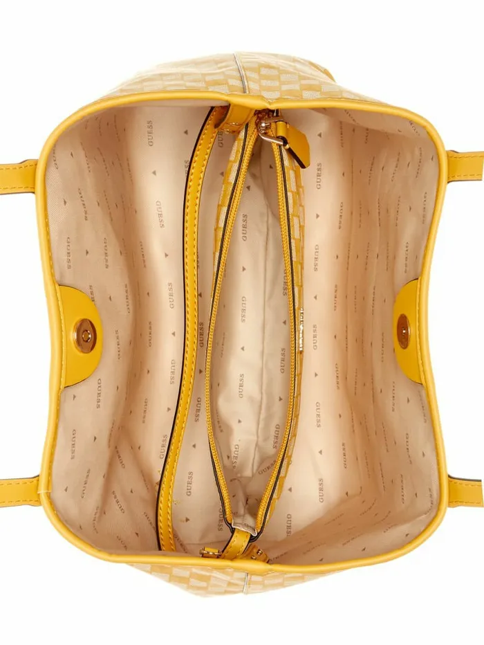 Women GUESS Vikky Tote Set Yellow Logo Handbags Women GUESS Vikky Tote Set Yellow Logo Handbags