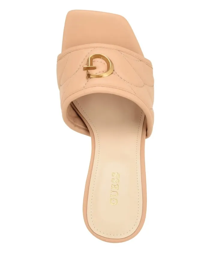 Women GUESS Yana G Logo Heeled Mules Light Natural 110 Heels Women GUESS Yana G Logo Heeled Mules Light Natural 110 Heels