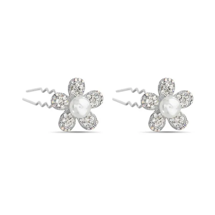 Women Hair Accessories Badgley Mischka Pearl And Stone Flower Hair Pins