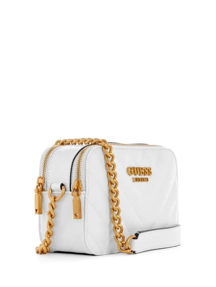 Women Handbags GUESS Jania Quilted Camera Crossbody White Women Handbags GUESS Jania Quilted Camera Crossbody White