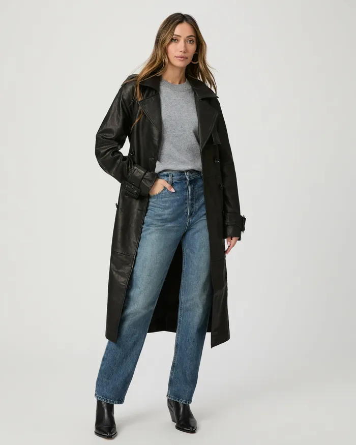 Women Hanni Coat 8211 Black Leather Jackets and Coats PAIGE