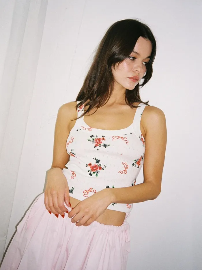 Women Harley Pointelle Tank Pointelle Bouquet Lisa Says Gah Knit Tops