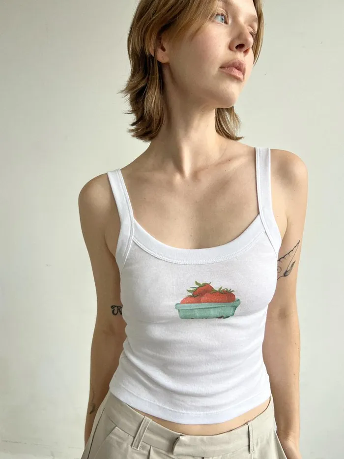 Women Harley Tank Strawberries Lisa Says Gah Graphic Tees
