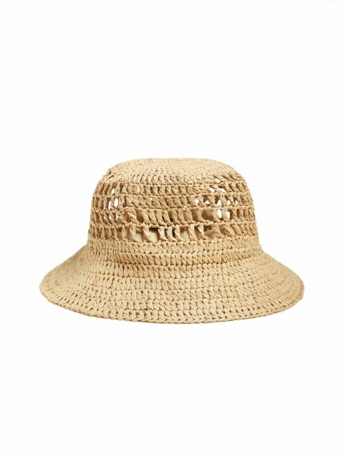 Women Hats and Scarves GUESS Mirage Straw Bucket Hat White