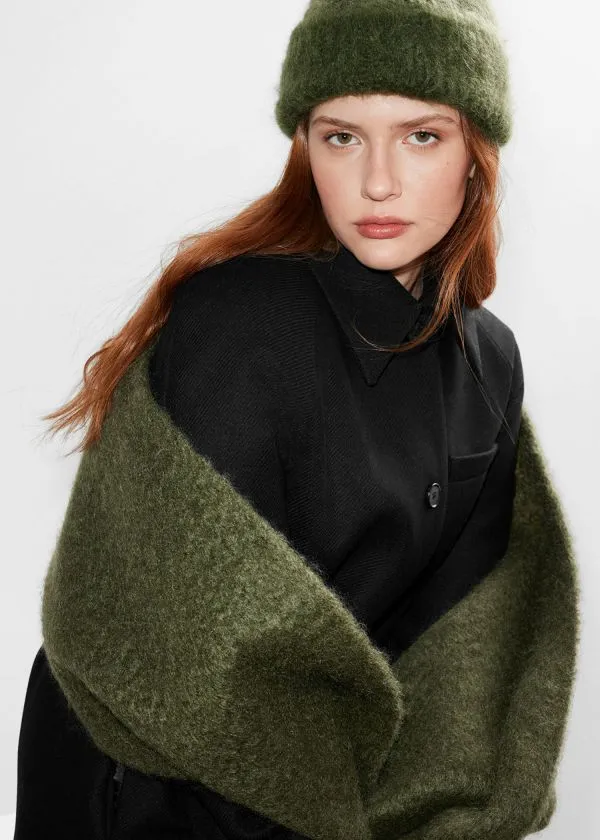 Women Headwear and Other Stories Brushed MohairBlend Beanie Dark Green Women Headwear and Other Stories Brushed MohairBlend Beanie Dark Green