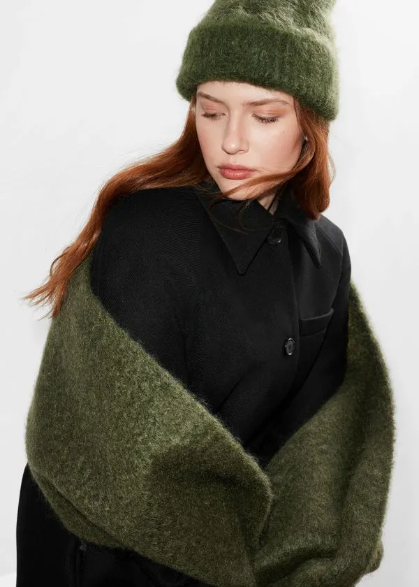 Women Headwear and Other Stories Brushed MohairBlend Beanie Dark Green Women Headwear and Other Stories Brushed MohairBlend Beanie Dark Green