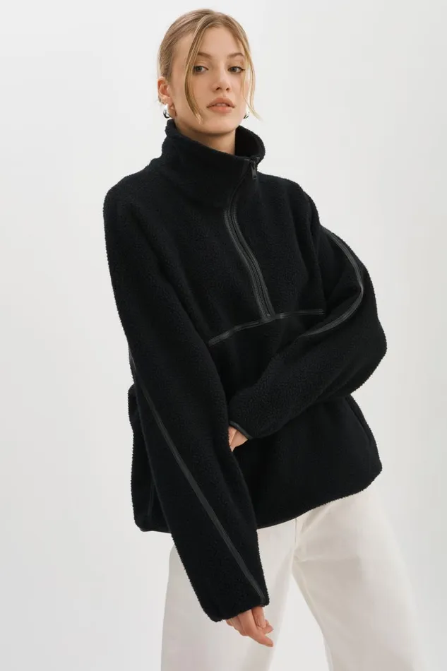Women HELSA Polar Fleece Pullover Black Black LAMARQUE Tops