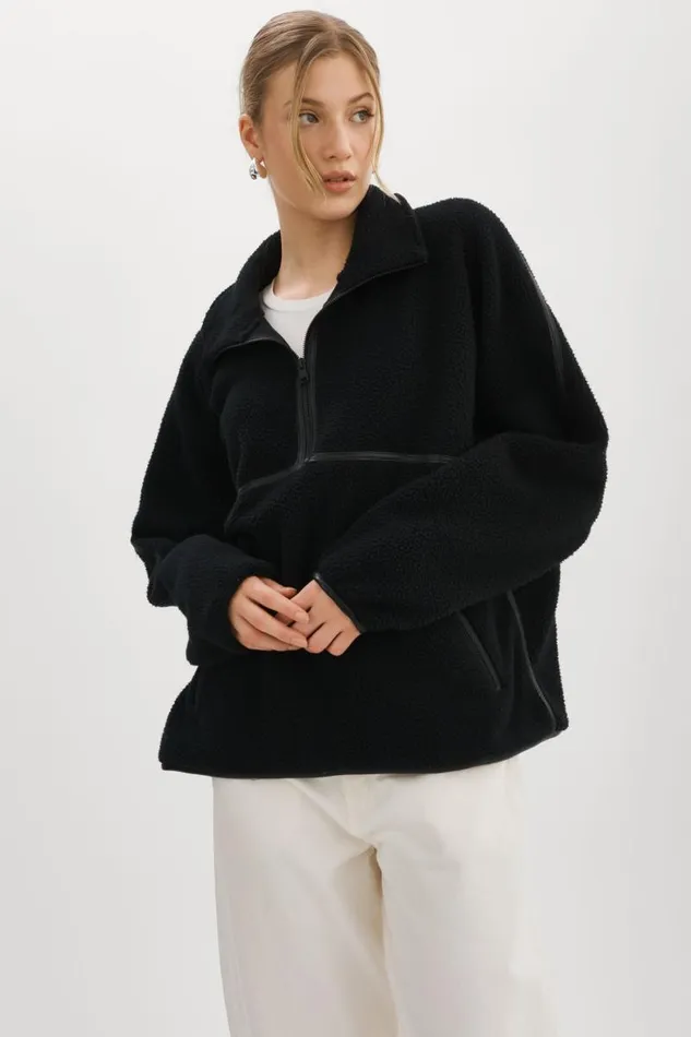 Women HELSA Polar Fleece Pullover Black Black LAMARQUE Tops Women HELSA Polar Fleece Pullover Black Black LAMARQUE Tops
