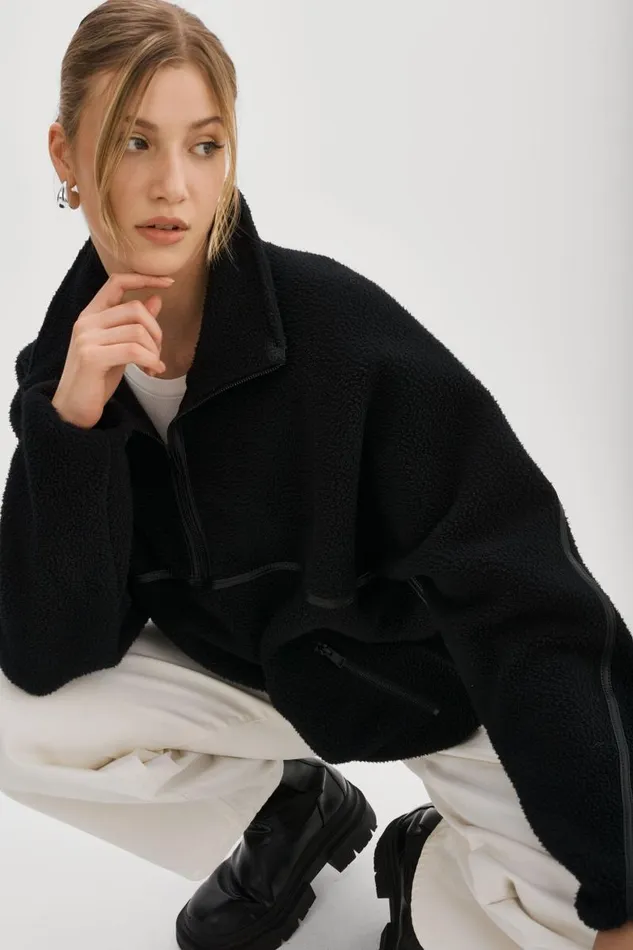 Women HELSA Polar Fleece Pullover Black Black LAMARQUE Tops Women HELSA Polar Fleece Pullover Black Black LAMARQUE Tops