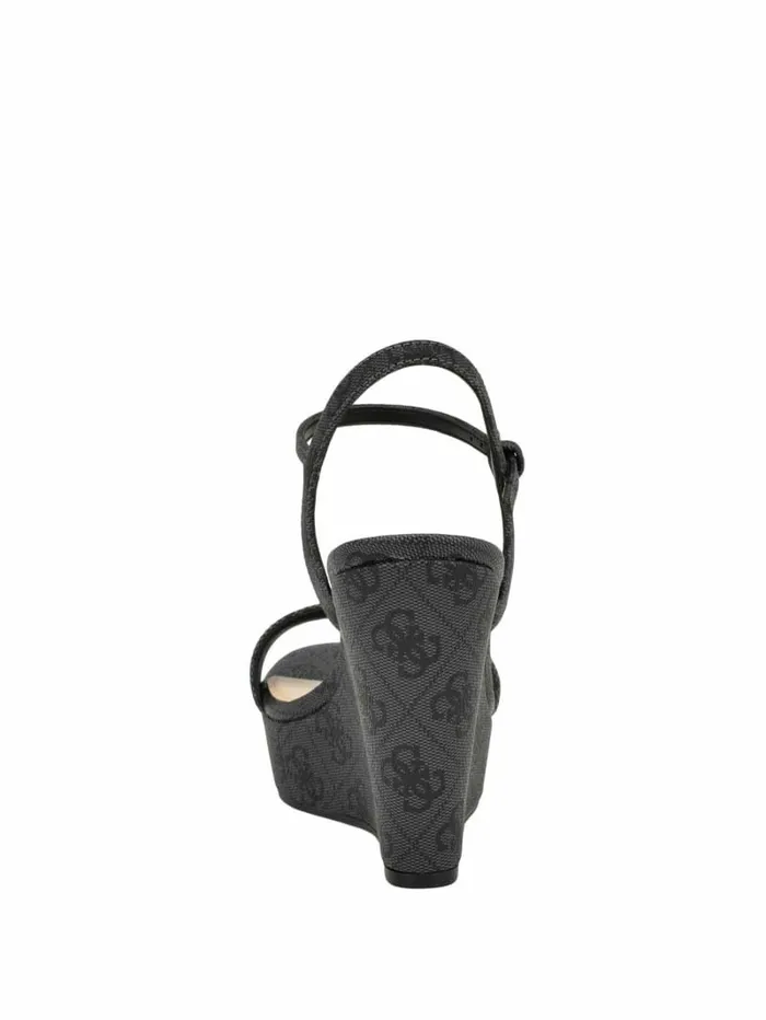 Women Himifa Shimmer Metallic G Wedge Sandals Black 001 Heels GUESS Women Himifa Shimmer Metallic G Wedge Sandals Black 001 Heels GUESS