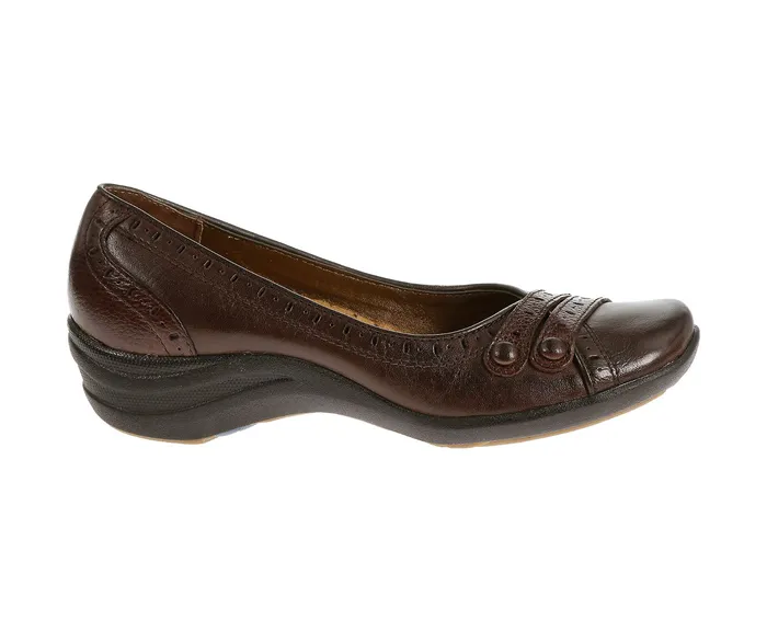 Women Hush Puppies Burlesque Dark Brown Leather Walking Shoes