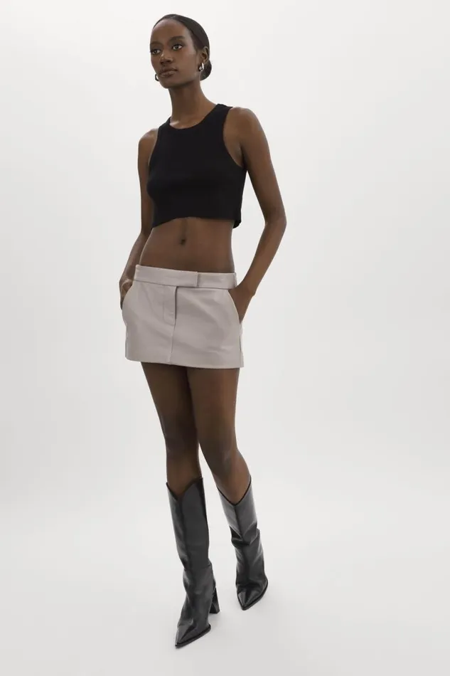Women INAYA Leather Micro Mini Skirt Ash Grey LAMARQUE Skirts Women INAYA Leather Micro Mini Skirt Ash Grey LAMARQUE Skirts