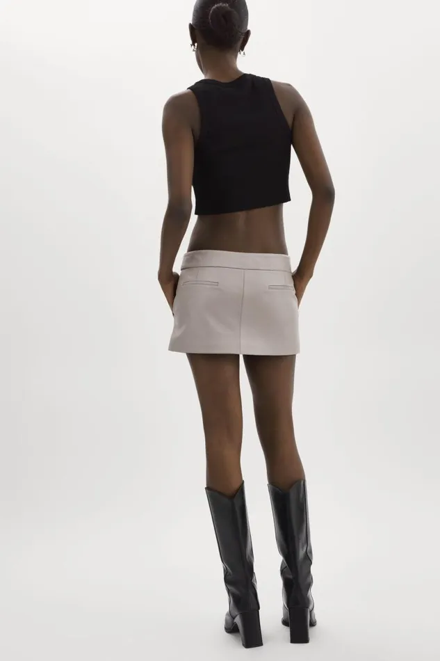 Women INAYA Leather Micro Mini Skirt Ash Grey LAMARQUE Skirts Women INAYA Leather Micro Mini Skirt Ash Grey LAMARQUE Skirts