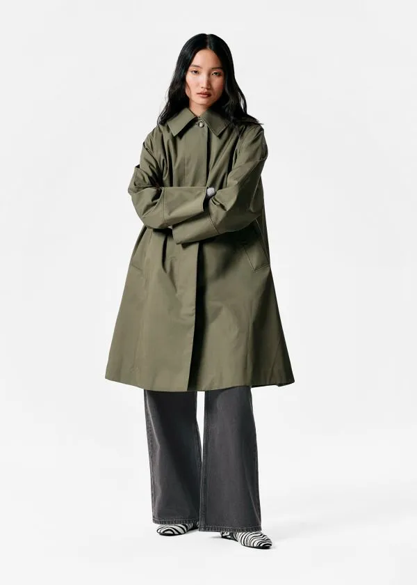 Women Jackets and Coats and Other Stories Collared Car Coat Khaki Green
