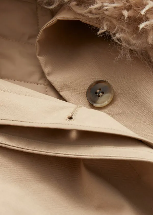 Women Jackets and Coats and Other Stories Faux Fur Collar Coat Beige