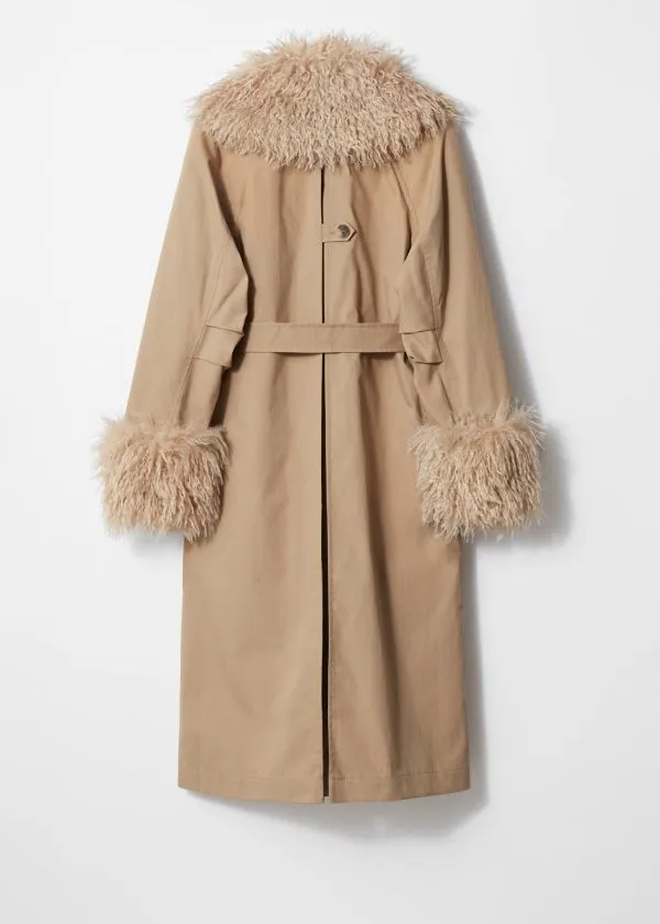 Women Jackets and Coats and Other Stories Faux Fur Collar Coat Beige