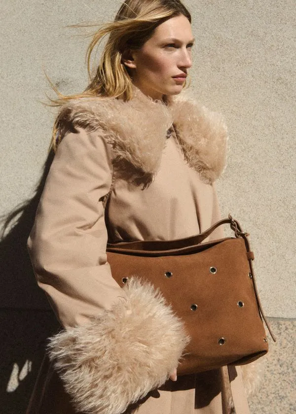 Women Jackets and Coats and Other Stories Faux Fur Collar Coat Beige