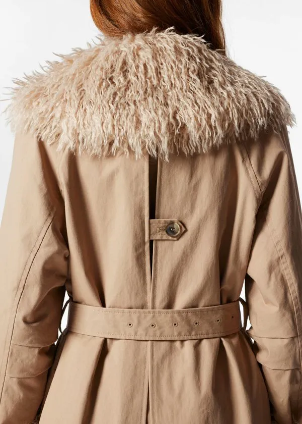 Women Jackets and Coats and Other Stories Faux Fur Collar Coat Beige