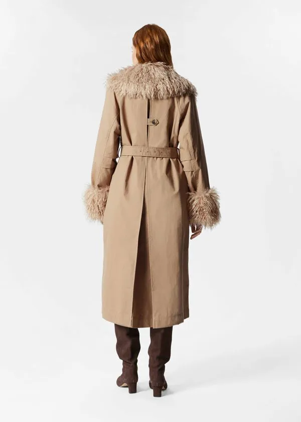 Women Jackets and Coats and Other Stories Faux Fur Collar Coat Beige