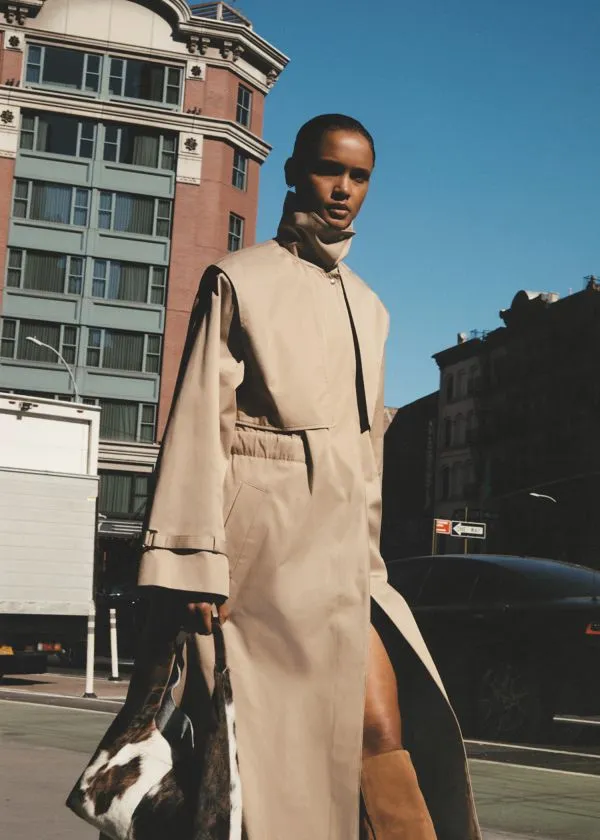 Women Jackets and Coats and Other Stories FunnelNeck Trench Coat Beige