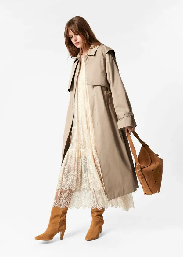Women Jackets and Coats and Other Stories FunnelNeck Trench Coat Beige