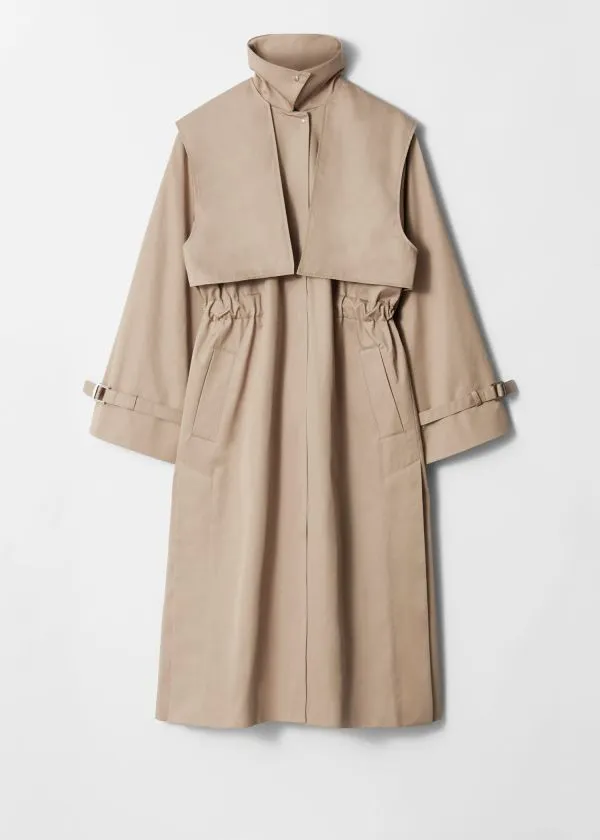 Women Jackets and Coats and Other Stories FunnelNeck Trench Coat Beige