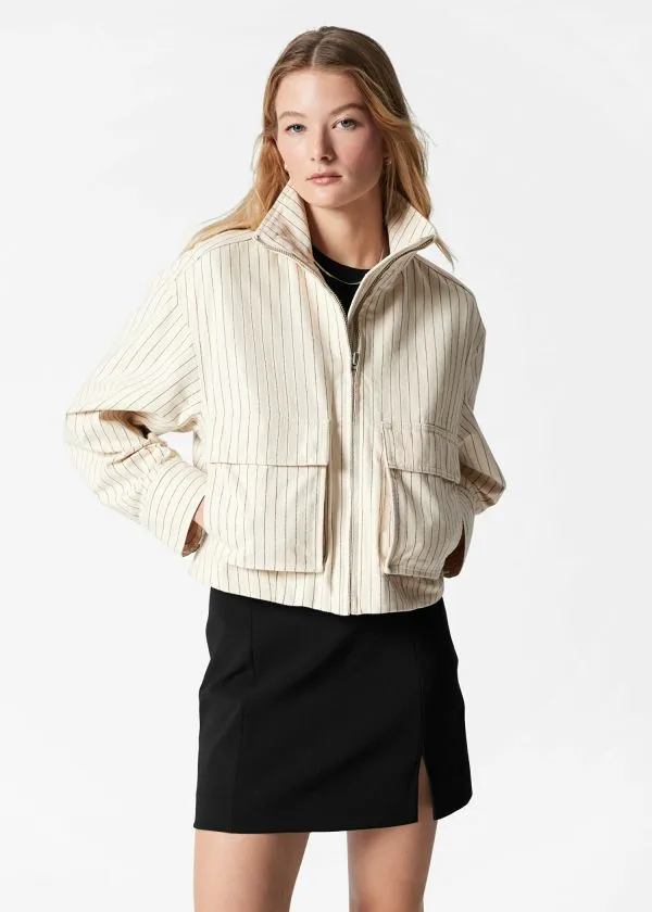 Women Jackets and Coats and Other Stories PatchPocket Jacket Cream Pinstripe