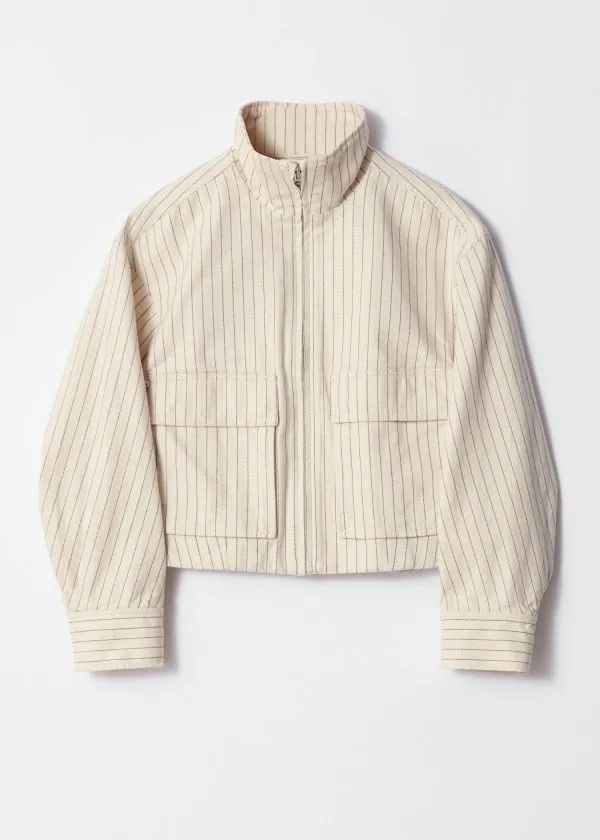 Women Jackets and Coats and Other Stories PatchPocket Jacket Cream Pinstripe