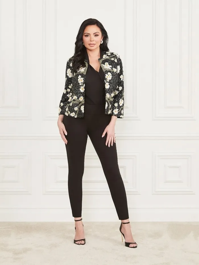 Women Jackets and Coats GUESS Precious Embroidered Sequin Jacket Blossom Black Cave Embr Women Jackets and Coats GUESS Precious Embroidered Sequin Jacket Blossom Black Cave Embr