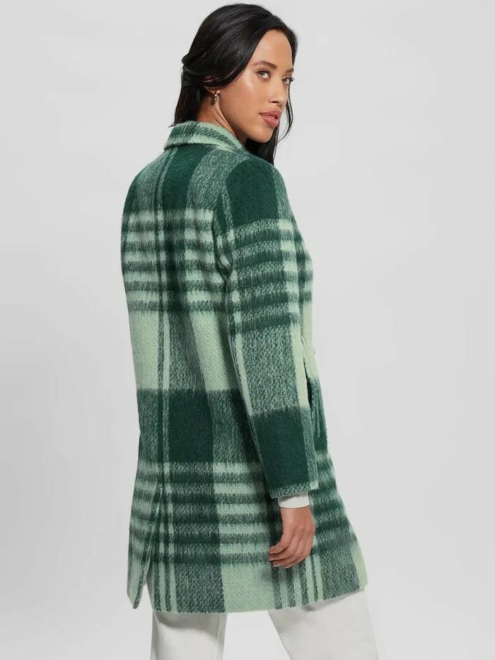Women Jackets and Coats GUESS Ramona Plaid Coat Green Check Women Jackets and Coats GUESS Ramona Plaid Coat Green Check