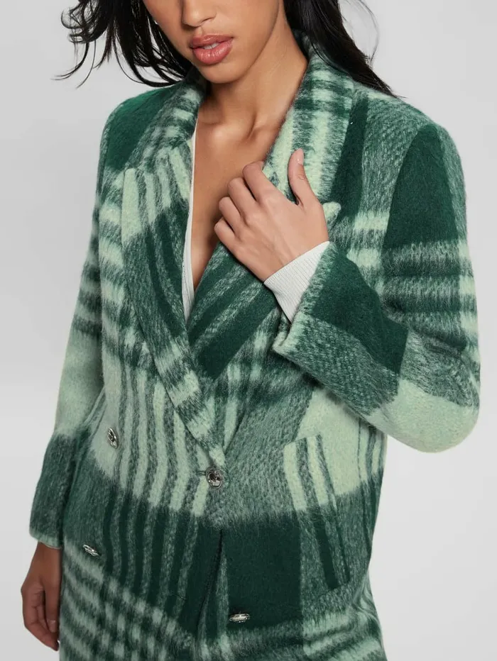 Women Jackets and Coats GUESS Ramona Plaid Coat Green Check Women Jackets and Coats GUESS Ramona Plaid Coat Green Check