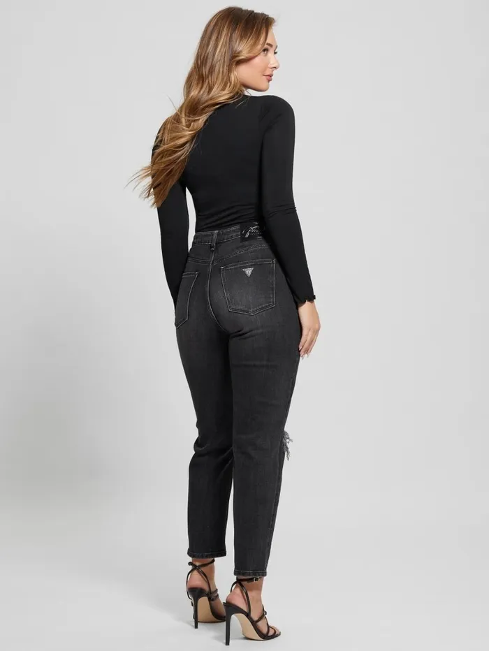 Women Jeans and Denim GUESS Eco Crystal RipandRepair Mom Jeans Authentic Net