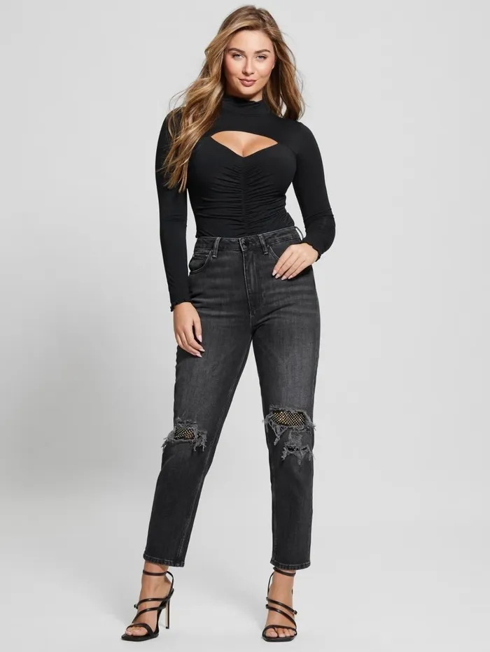 Women Jeans and Denim GUESS Eco Crystal RipandRepair Mom Jeans Authentic Net
