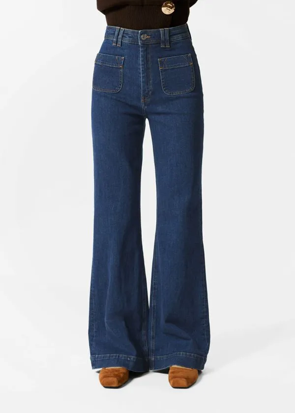 Women Jeans and Other Stories HighWaist Flared Jeans Blue