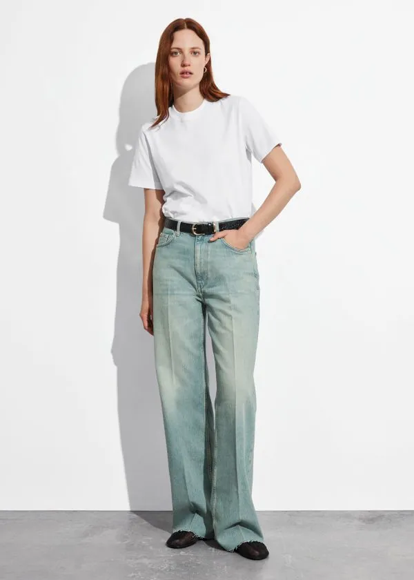 Women Jeans and Other Stories HighWaist StraightLeg Jeans Dusty Blue