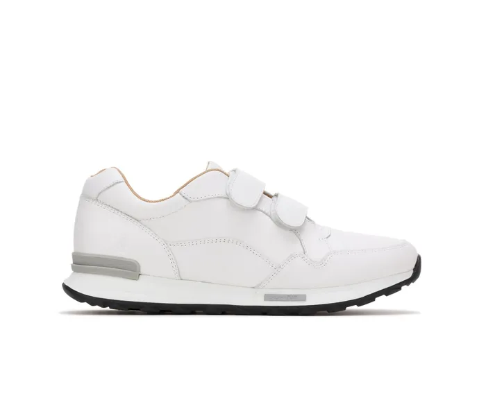Women Jenna 2Strap Jogger White Leather Sneakers Hush Puppies